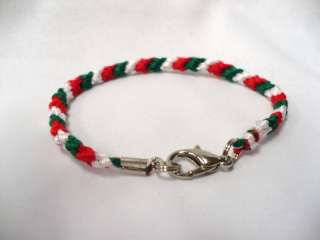   Green & White Friendship Style Fashion Bracelet w/ Lobster Clasp #5847