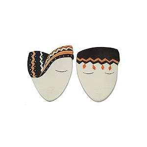  Ceramic masks,  Twins (pair)