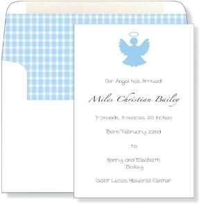  Boy Birth Announcements   Blue Angel Invitation Baby