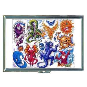  Tattoo Colorful Monsters Evil ID Holder, Cigarette Case or 