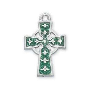   RC8083EW Antique Enamel Celtic Cross With 18 Chain and Box Jewelry