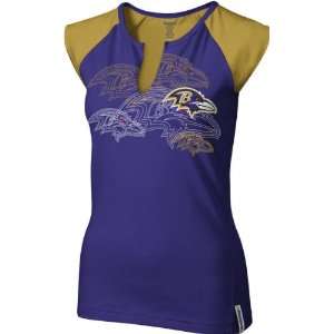   Ravens Womens Purple High Pitch Split Neck Top