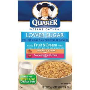 Quaker Oatmeal Instant Oatmeal Lower Sugar Fruit & Cream Variety 10 