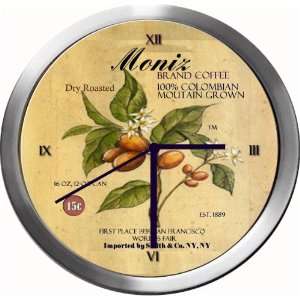  MONIZ 14 Inch Coffee Metal Clock Quartz Movement Kitchen 