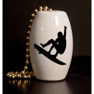 Surfer Silhouette Porcelain Fan / Light Pull