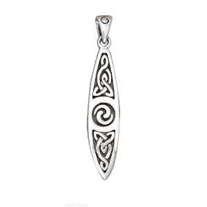    Sterling Silver Surfboard With Celtic Design Pendant Jewelry
