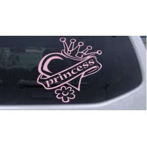 6in X 6in Pink    Princess Heart and Crown Car Window Wall 
