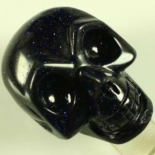 L16640 Carved Blue Sunstone Skull figurine Gemstone  