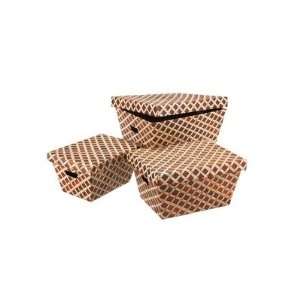  NESTED RECTANGULAR BOXES WITHLIDS SET/3. SEAGRASS.