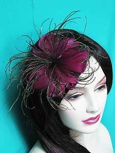   Fascinator Hair Clip Brooch WINE RED ,Buy More Save More WHOLESALE