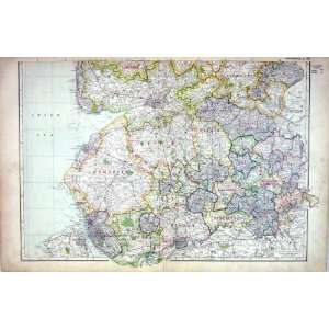  Antique Map Lancashire England Preston Farnworth Liverpool 