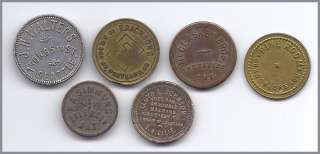 13. LOT OF 6 US TRADE TOKENS OREGON & CALIFORNIA  