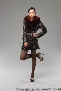   collar leather&mink fur black/brown jacket/coat/ourwear XS/S/M  
