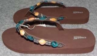 NWT CAPELLI NEW YORK Womens Brown Embellished Flip Flops Sandals Size 