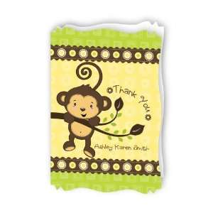  Monkey Neutral   Baby Thank You Cards With Squiggle Shape 