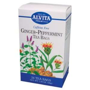 Alvita   Ginger Peppermint Caff/Free, 24 bag  Grocery 