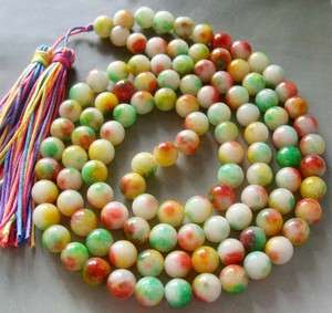 Tibet Buddhist 108 Jade Prayer Beads Mala Necklace  