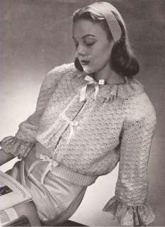 Vintage Bed Jacket Sweater Shell Crochet pattern top  
