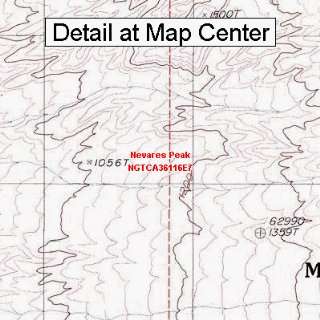 USGS Topographic Quadrangle Map   Nevares Peak, California (Folded 