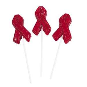 Red Awareness Ribbon Suckers   Suckers & Grocery & Gourmet Food