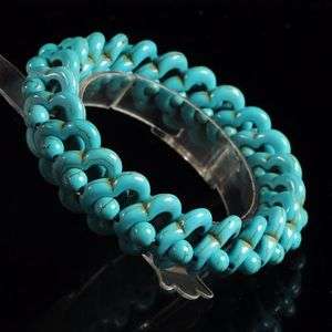 g0980 20x13mm Man made turquoise beaded stretchable bracelet 8  