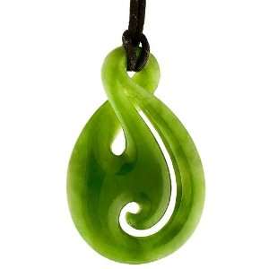  Maori Green Jade Stylised Infinity Loop with Koru Necklace 