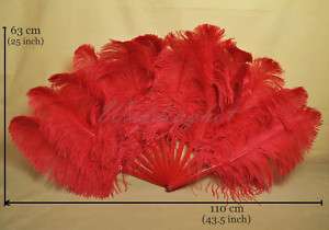 Burlesque Red Ostrich Feather Fan Single layer  