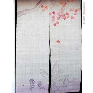   Pink Maple Leaves Japanese Noren Curtain 