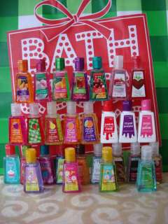 NEW LOT OF 30 BATH BODY WORKS MIXED HAND GELS/POCKETBACS & 20 HOLDERS 