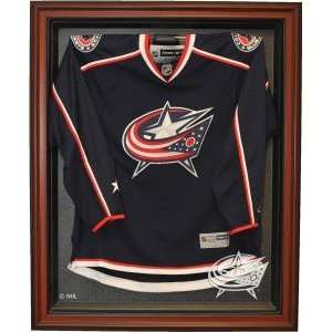  Columbus Blue Jackets Cabinet Style Jersey Display, Brown 