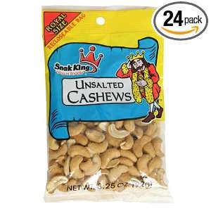 Snak King Cashews, Unsalted, 3.25 Ounce Bags (Pack of 24)  