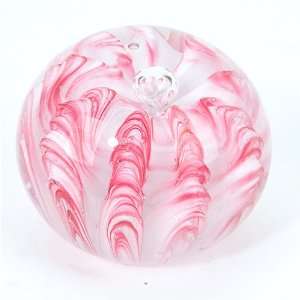   Handmade Mouth Blown Paperweight Centerpiece   Cotton Candy Pink Swirl