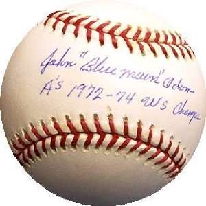  John Blue Moon Odom autographed Baseball inscribed 1972 