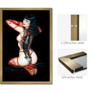  Gold Framed Bettie Page Tattoo Poster Sexy Pin Up