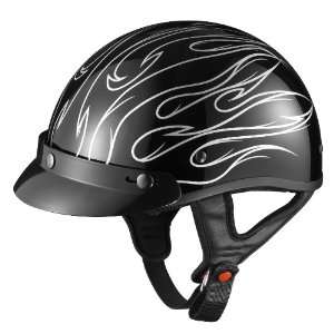  GLX Helmets Stria Silver Large Motorcycle Half Helmet 