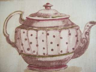 Teapots pink shabby chic Stof French designer fabric  