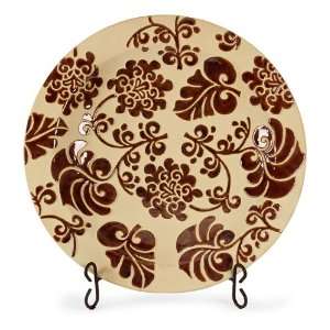   Plate With Floral Design & Display Stand 