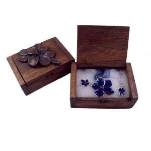  One Plumeria Flower Teakwood Chest with Floral Necklace 
