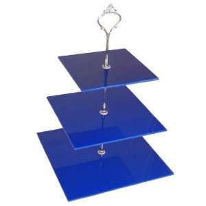  Three Tier 3mm Acrylic Blue Square Cake Stand (approx 24 
