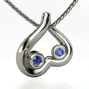  Carried in My Heart, 18K White Gold Necklace with Sapphire 