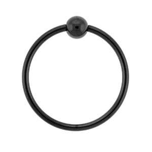  STAINLESS STEEL HOOPS WITH BALL (BLACK) Gauge 14, Ball Size 