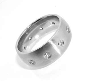 Bold Mens Diamonique Wedding Band Ring Stainless Steel  