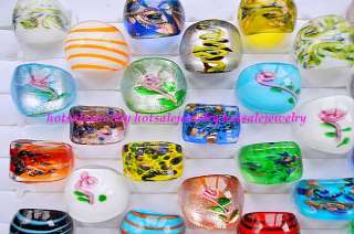 wholesale 50pcs Sz#7 #9 colored Exquisite pretty murano glass rings 