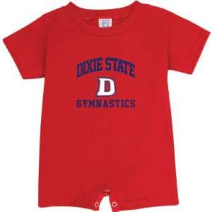  Dixie State Red Storm Red Gymnastics Arch Baby Romper 