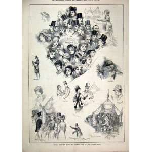 1879 Sketches French Fete Albert Hall Woman Faces Crowd  