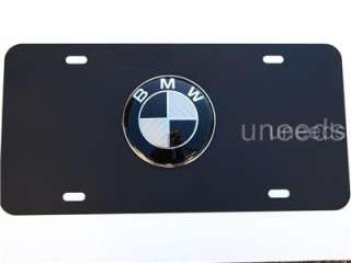 Black Cardon Fiber BMW Logo Black Chrome License Plate  