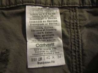 Carhartt Mens Classic Brown Dungaree Fit Carpenter Style Pants Size 