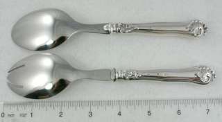 Pair Lovely Danish Silver Acanthus Leaf Serving Spoons  