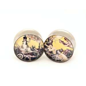  Ladies of Steampunk Picture Plugs   7/8 Inch   22mm   Sold 