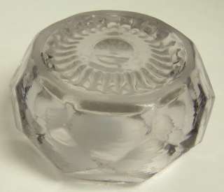   WAVY GLASS MASTER SALT CELLAR / DIP W/ SPOON DIAMOND PATTERN  
